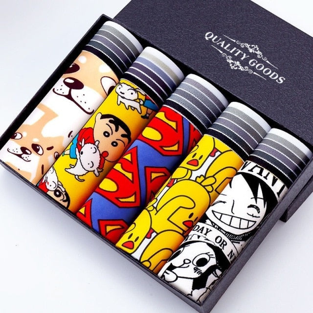 Boxershorts Men Cartoon Printed Breathable Comfortable Underwear Man Boxers Elastic Shorts Underpants Male Soft Boxer Panties