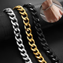 Jiayiqi 5-11 mm Men Chain Bracelet Stainless Steel Curb Cuban Link Chain Bangle for Male Women Hiphop Trendy Wrist Jewelry Gift