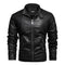 2021 Mens Motorcycle Jacket Autumn Winter Men New Faux PU Leather Jackets Casual Embroidery Biker Coat Zipper Fleece Jacket