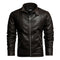 2021 Mens Motorcycle Jacket Autumn Winter Men New Faux PU Leather Jackets Casual Embroidery Biker Coat Zipper Fleece Jacket