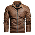 2021 Mens Motorcycle Jacket Autumn Winter Men New Faux PU Leather Jackets Casual Embroidery Biker Coat Zipper Fleece Jacket