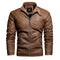 2021 Mens Motorcycle Jacket Autumn Winter Men New Faux PU Leather Jackets Casual Embroidery Biker Coat Zipper Fleece Jacket