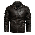 2021 Mens Motorcycle Jacket Autumn Winter Men New Faux PU Leather Jackets Casual Embroidery Biker Coat Zipper Fleece Jacket