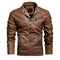 2021 Mens Motorcycle Jacket Autumn Winter Men New Faux PU Leather Jackets Casual Embroidery Biker Coat Zipper Fleece Jacket