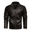 2021 Mens Motorcycle Jacket Autumn Winter Men New Faux PU Leather Jackets Casual Embroidery Biker Coat Zipper Fleece Jacket