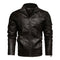 2021 Mens Motorcycle Jacket Autumn Winter Men New Faux PU Leather Jackets Casual Embroidery Biker Coat Zipper Fleece Jacket