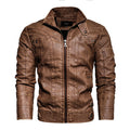 2021 Mens Motorcycle Jacket Autumn Winter Men New Faux PU Leather Jackets Casual Embroidery Biker Coat Zipper Fleece Jacket