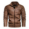 2021 Mens Motorcycle Jacket Autumn Winter Men New Faux PU Leather Jackets Casual Embroidery Biker Coat Zipper Fleece Jacket