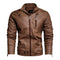 2021 Mens Motorcycle Jacket Autumn Winter Men New Faux PU Leather Jackets Casual Embroidery Biker Coat Zipper Fleece Jacket