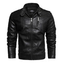 2021 Mens Motorcycle Jacket Autumn Winter Men New Faux PU Leather Jackets Casual Embroidery Biker Coat Zipper Fleece Jacket