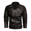 2021 Mens Motorcycle Jacket Autumn Winter Men New Faux PU Leather Jackets Casual Embroidery Biker Coat Zipper Fleece Jacket