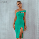 Adyce White Blue Bodycon Bandage Dress Women 2021 Summer Sexy Elegant Black One Shoulder Strapless Celebrity Runway Party Dress