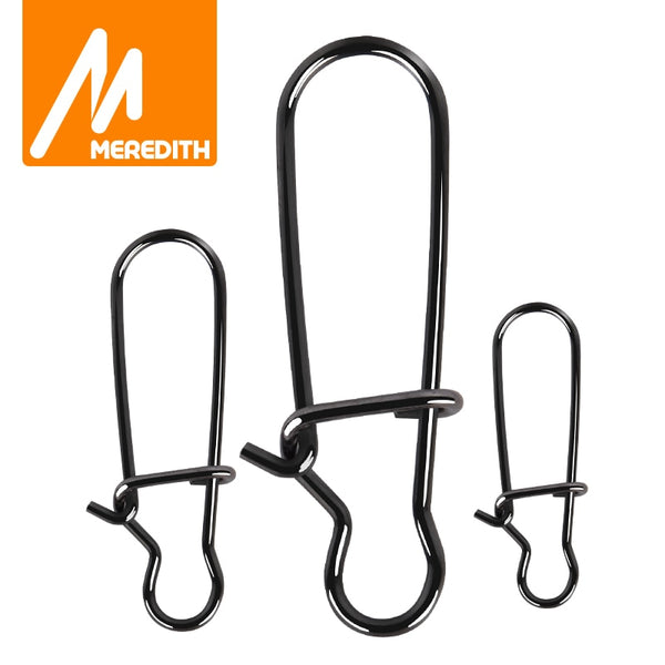 MEREDITH 50pcs Stainless Steel Hook Fast Clip Lock Snap Swivel Solid Rings Safety Snaps Fishing Hook Connector