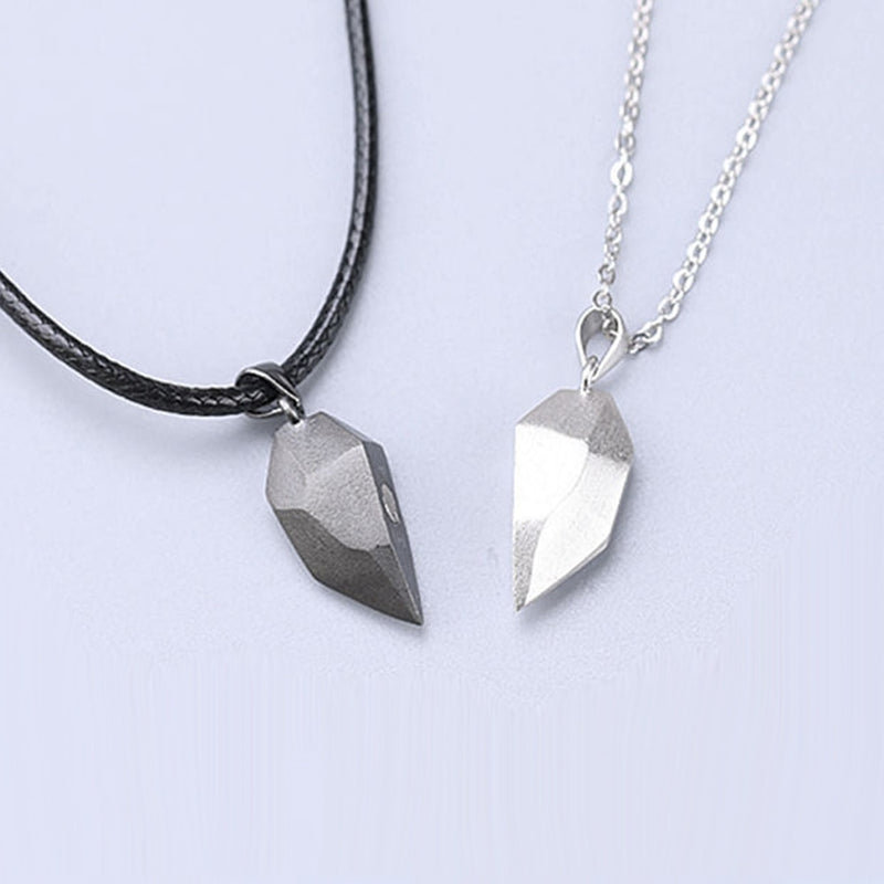 1Pair Magnetic Couple Heart Shape Necklace Gothic Punk Style For Men Jewelry Wedding Lovers Couples Valentine's Day gift Gifts