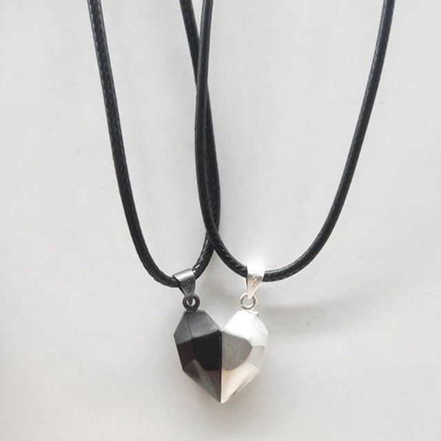 1Pair Magnetic Couple Heart Shape Necklace Gothic Punk Style For Men Jewelry Wedding Lovers Couples Valentine's Day gift Gifts