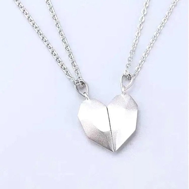 1Pair Magnetic Couple Heart Shape Necklace Gothic Punk Style For Men Jewelry Wedding Lovers Couples Valentine's Day gift Gifts