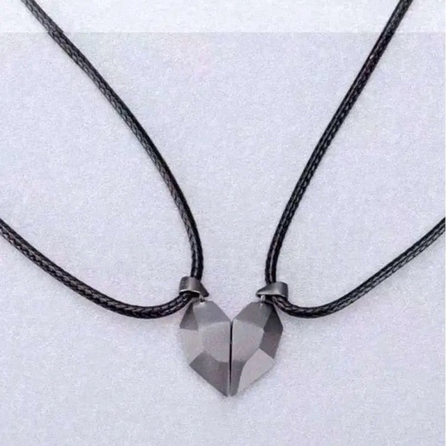 1Pair Magnetic Couple Heart Shape Necklace Gothic Punk Style For Men Jewelry Wedding Lovers Couples Valentine's Day gift Gifts