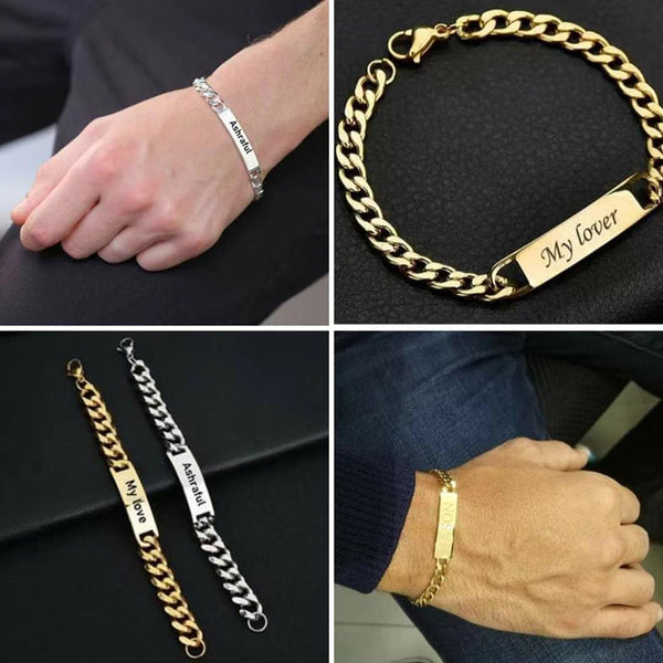 Custom Personalized Engraving Name Letter Bracelet Stainless Steel  Name Bracelet For Men Women Letters Fashion Jewelry Gift