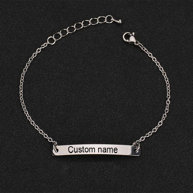Custom Personalized Engraving Name Letter Bracelet Stainless Steel  Name Bracelet For Men Women Letters Fashion Jewelry Gift