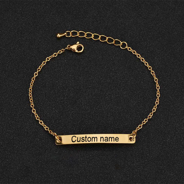 Custom Personalized Engraving Name Letter Bracelet Stainless Steel  Name Bracelet For Men Women Letters Fashion Jewelry Gift