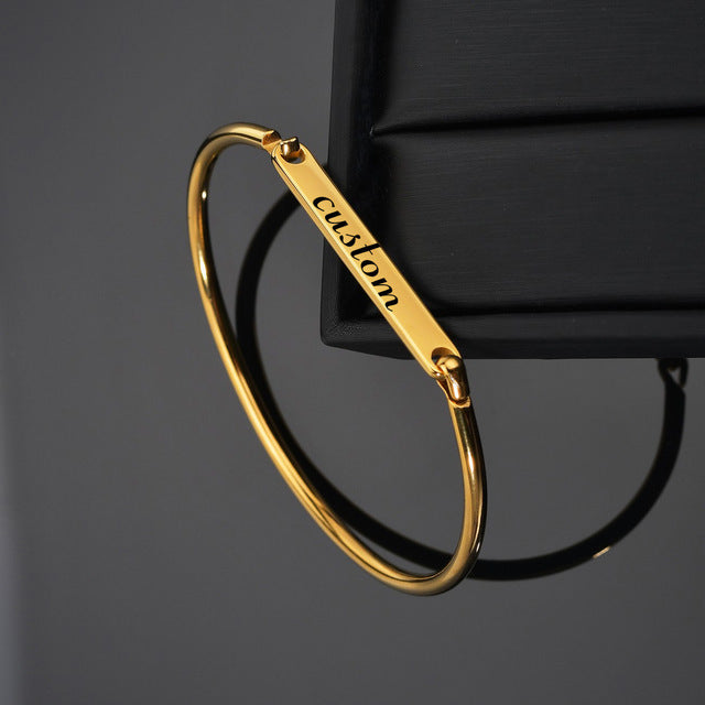 Custom Personalized Engraving Name Letter Bracelet Stainless Steel  Name Bracelet For Men Women Letters Fashion Jewelry Gift