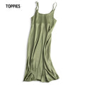 Toppies 2021 Women Satin Dress Party Luxury Shiny Sundress Sexy Imitation Silk Fashion Ladies Dress
