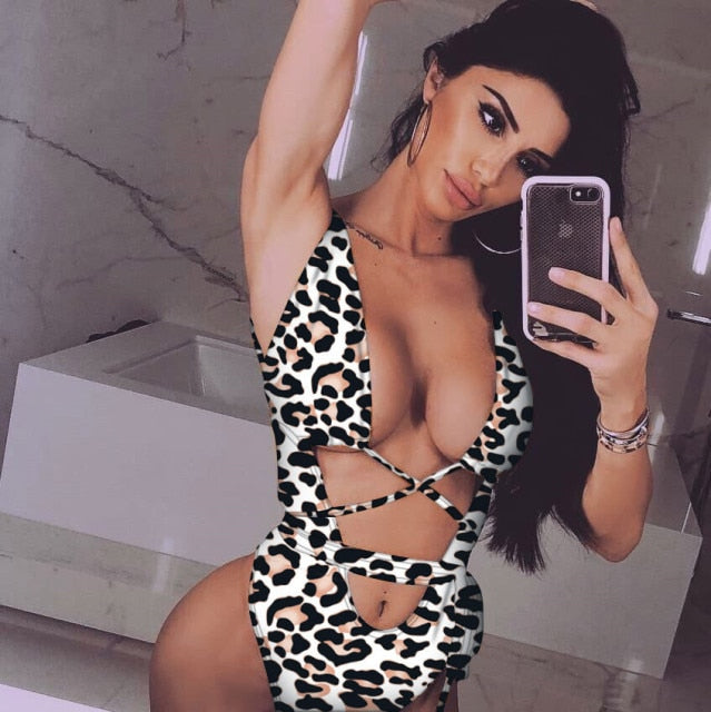 2021 Hollow Sexy Swimwear Women Bandage Padded One Piece Swimsuit Monokini Biquini Traje De Bano Mujer Trikini Badpak Femme