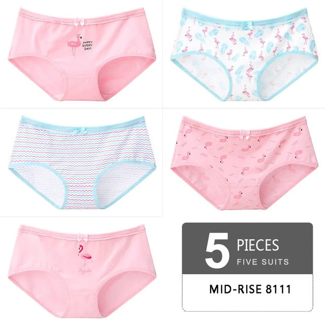 LANGSHA 5Pcs Women Panties Lady Cotton Underwear Girls Breathable Seamless High Waist Briefs Women Cute Sexy Lingerie Intimates