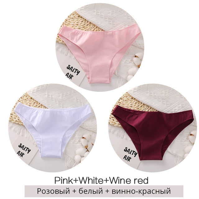 FINETOO M-2XL Women Cotton Underwear 3Pcs/set Comfortable Panties Ladies Plus Size Underpants Solid Color Briefs Female Lingerie