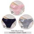 FINETOO M-2XL Women Cotton Underwear 3Pcs/set Comfortable Panties Ladies Plus Size Underpants Solid Color Briefs Female Lingerie