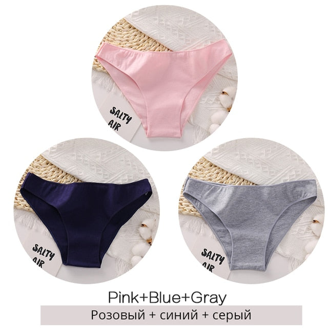 FINETOO M-2XL Women Cotton Underwear 3Pcs/set Comfortable Panties Ladies Plus Size Underpants Solid Color Briefs Female Lingerie