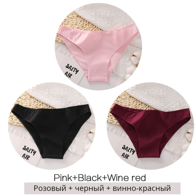 FINETOO M-2XL Women Cotton Underwear 3Pcs/set Comfortable Panties Ladies Plus Size Underpants Solid Color Briefs Female Lingerie