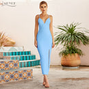 Adyce New Summer Women White Bodycon Bandage Dress Sexy V Neck Spaghetti Strap Club Celebrity Evening Runway Party Long Dresses