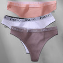 FINETOO 3PCS/Set M-XL Women's Cotton Thong Female Underpant Letter Waist Underwear For Ladies Sexy G-string Brief Woman Lingerie