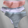 FINETOO 3PCS/Set M-XL Women's Cotton Thong Female Underpant Letter Waist Underwear For Ladies Sexy G-string Brief Woman Lingerie