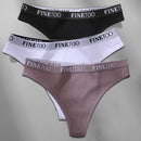 FINETOO 3PCS/Set M-XL Women's Cotton Thong Female Underpant Letter Waist Underwear For Ladies Sexy G-string Brief Woman Lingerie