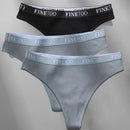 FINETOO 3PCS/Set M-XL Women's Cotton Thong Female Underpant Letter Waist Underwear For Ladies Sexy G-string Brief Woman Lingerie