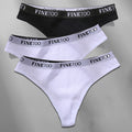 FINETOO 3PCS/Set M-XL Women's Cotton Thong Female Underpant Letter Waist Underwear For Ladies Sexy G-string Brief Woman Lingerie