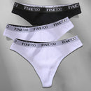 FINETOO 3PCS/Set M-XL Women's Cotton Thong Female Underpant Letter Waist Underwear For Ladies Sexy G-string Brief Woman Lingerie
