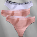 FINETOO 3PCS/Set M-XL Women's Cotton Thong Female Underpant Letter Waist Underwear For Ladies Sexy G-string Brief Woman Lingerie