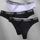 FINETOO 3PCS/Set M-XL Women's Cotton Thong Female Underpant Letter Waist Underwear For Ladies Sexy G-string Brief Woman Lingerie