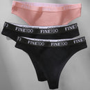 FINETOO 3PCS/Set M-XL Women's Cotton Thong Female Underpant Letter Waist Underwear For Ladies Sexy G-string Brief Woman Lingerie