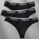 FINETOO 3PCS/Set M-XL Women's Cotton Thong Female Underpant Letter Waist Underwear For Ladies Sexy G-string Brief Woman Lingerie