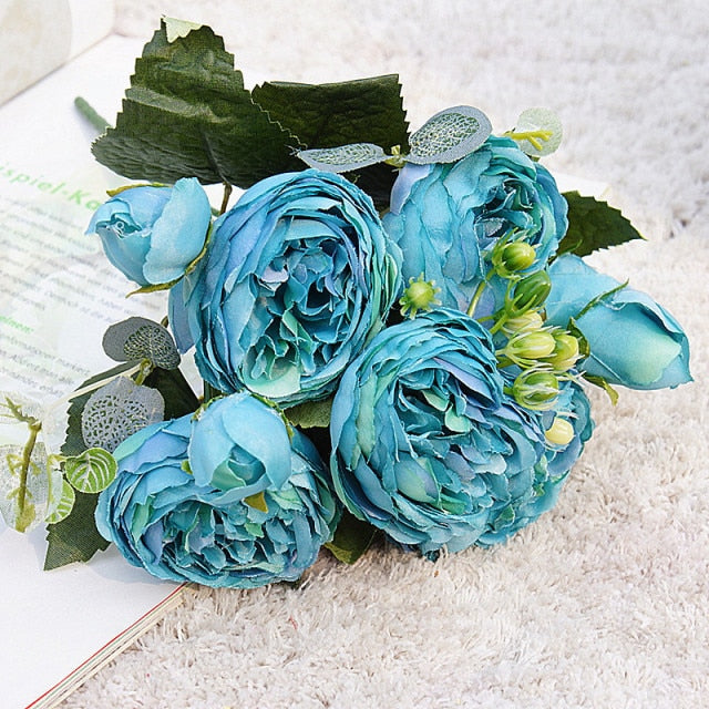 2021 Beautiful Rose Peony Artificial Silk Flowers Small bouquet flores Home Party Spring Wedding Decoration  Fake Flower