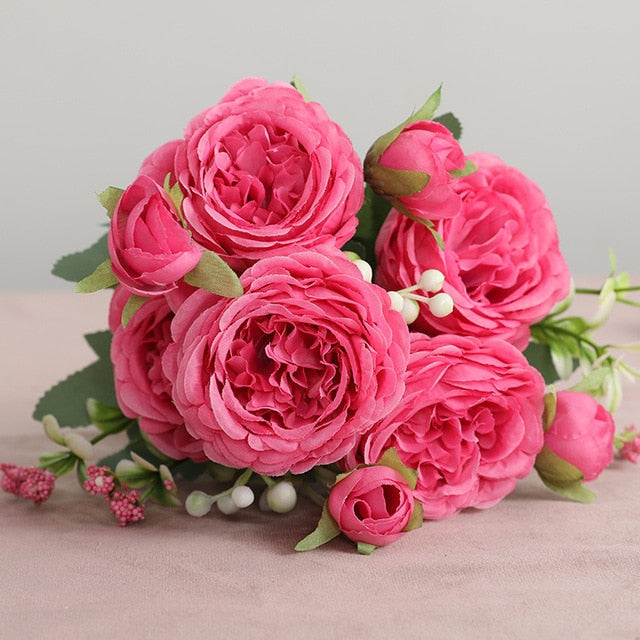 2021 Beautiful Rose Peony Artificial Silk Flowers Small bouquet flores Home Party Spring Wedding Decoration  Fake Flower