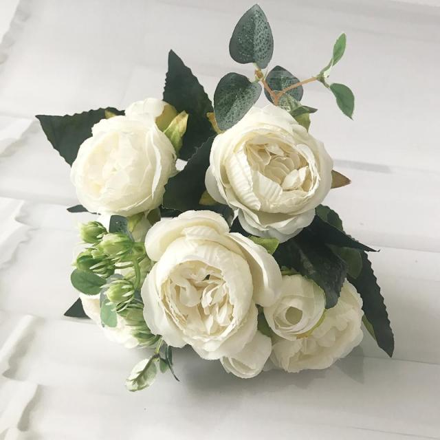 2021 Beautiful Rose Peony Artificial Silk Flowers Small bouquet flores Home Party Spring Wedding Decoration  Fake Flower