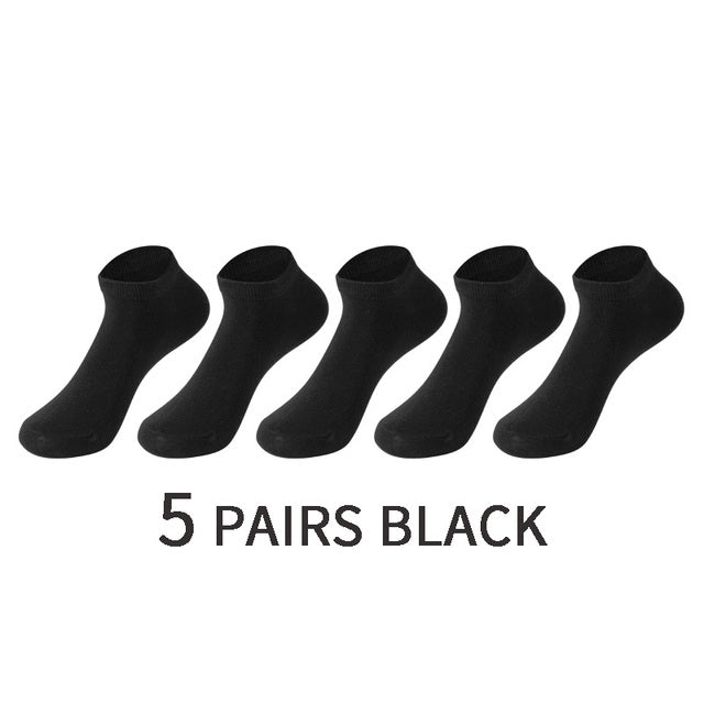 5 Pairs/Set Men's Cotton Short Socks Thin Black White Business Men Boat Sock Soft Breathable Solid Color Summer Male Ankle Socks