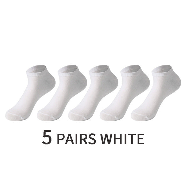 5 Pairs/Set Men's Cotton Short Socks Thin Black White Business Men Boat Sock Soft Breathable Solid Color Summer Male Ankle Socks