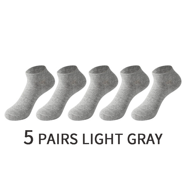 5 Pairs/Set Men's Cotton Short Socks Thin Black White Business Men Boat Sock Soft Breathable Solid Color Summer Male Ankle Socks