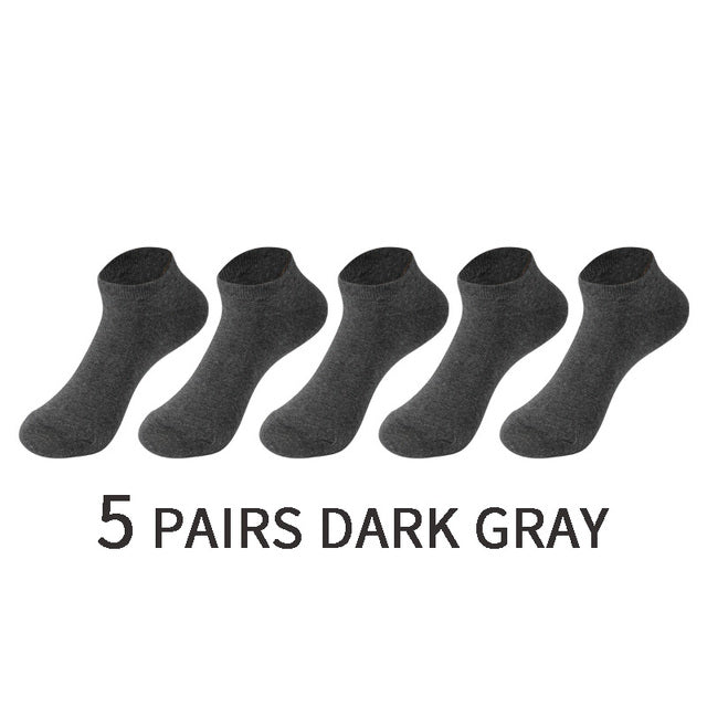 5 Pairs/Set Men's Cotton Short Socks Thin Black White Business Men Boat Sock Soft Breathable Solid Color Summer Male Ankle Socks